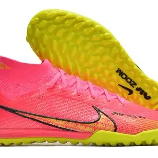 Nike Phantom GT Rosa Amarelo Topo Alto Meia Alta Construção Malha Relvado Sapatos de Futebol