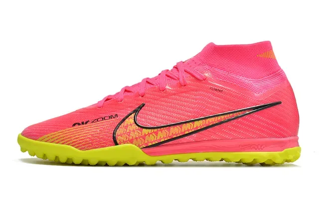 Nike Phantom GT 粉色黄色 高帮 袜套式 针织上层 草地足球鞋 7