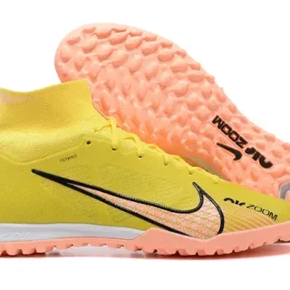 Nike Phantom GT Jaune Orange Chaussures de football hautes à col de chaussette Flyknit pour gazon