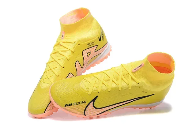 Nike Phantom GT Yellow Orange High-Top Sock-Fit Flyknit Upper Turf Soccer Shoes 2