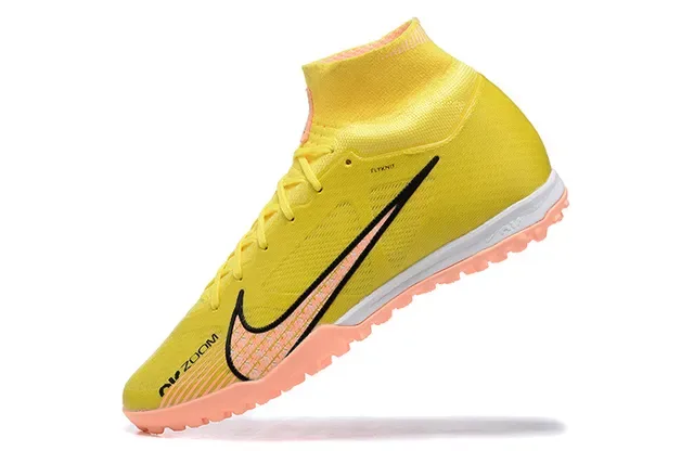 Nike Phantom GT Yellow Orange High-Top Sock-Fit Flyknit Upper Turf Soccer Shoes 4