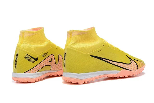 Nike Phantom GT Yellow Orange High-Top Sock-Fit Flyknit Upper Turf Soccer Shoes 5