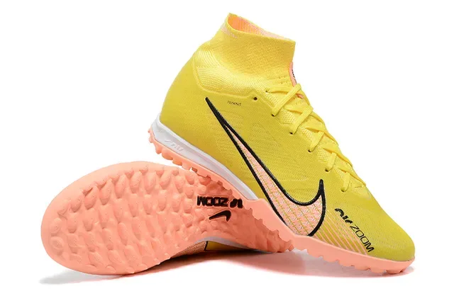 Nike Phantom GT Yellow Orange High-Top Sock-Fit Flyknit Upper Turf Soccer Shoes 6