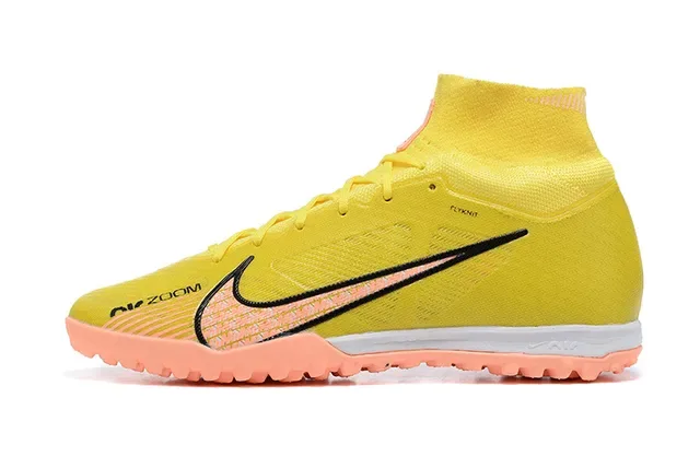 Nike Phantom GT Yellow Orange High-Top Sock-Fit Flyknit Upper Turf Soccer Shoes 10