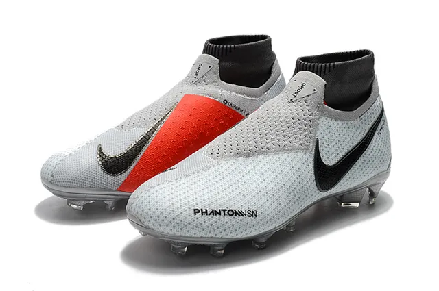 Nike Phantom VSN Cinza Preto Colar de Meia Perfurado Flyknit Superior Sapatos de Futebol para Campo Firme 6