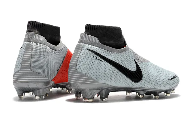 Nike Phantom VSN Cinza Preto Colar de Meia Perfurado Flyknit Superior Sapatos de Futebol para Campo Firme 10