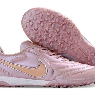 Nike Pink Beige Metallic Upper Hexagonal Stud Outsole Turf Soccer Shoes