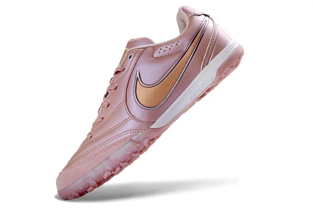 Nike Pink Beige Metallic Upper Hexagonal Stud Outsole Turf Soccer Shoes 5