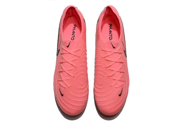 Nike Sapatos de futebol com upper de malha rosa e preto, gola do tipo meia, para gramado firme 2