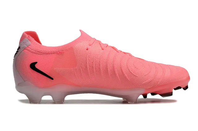 Nike Sapatos de futebol com upper de malha rosa e preto, gola do tipo meia, para gramado firme 5