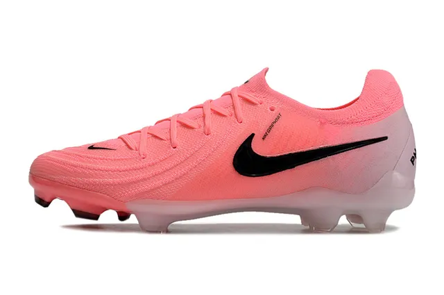Nike Sapatos de futebol com upper de malha rosa e preto, gola do tipo meia, para gramado firme 8