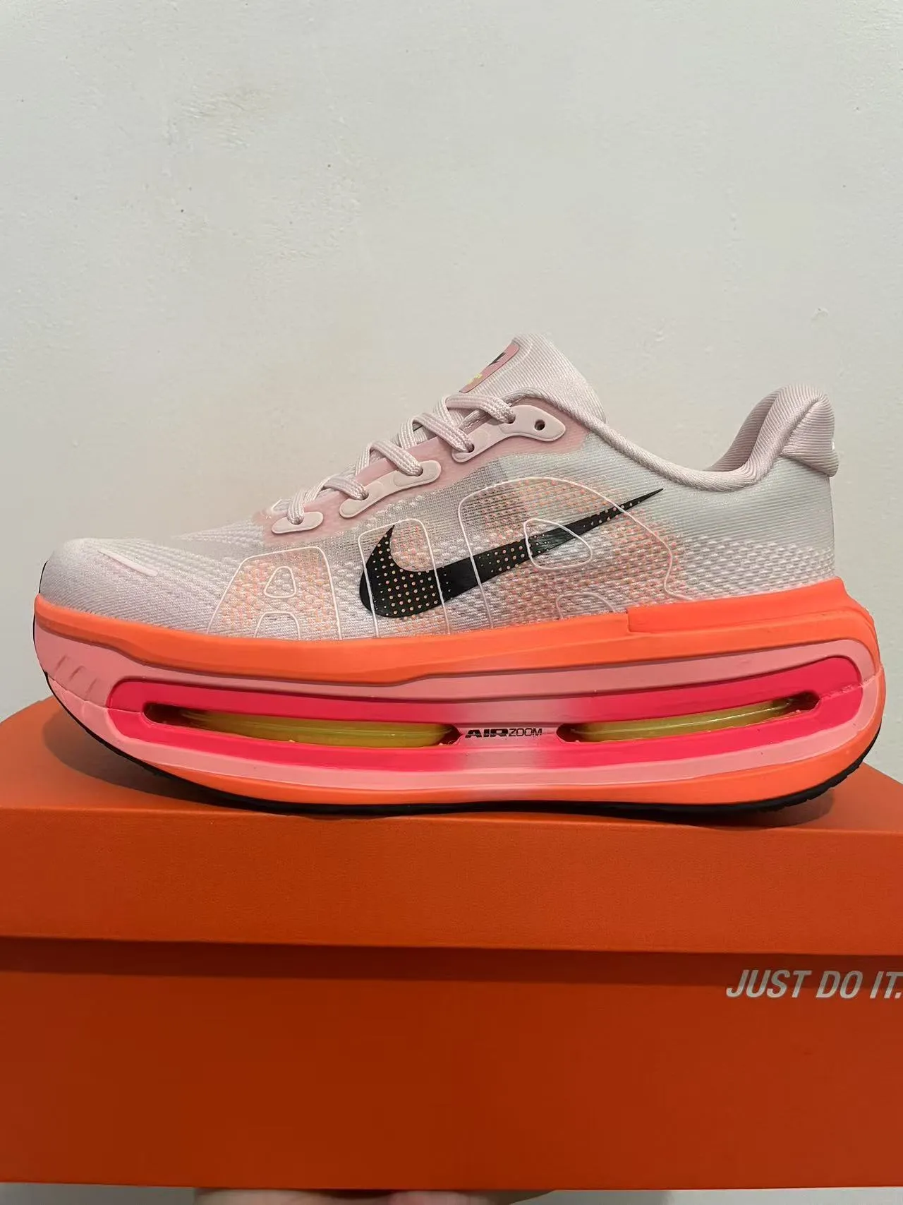Nike Pink Orange Engineered Mesh Upper Translucent Cage Overlay Running Shoes 5