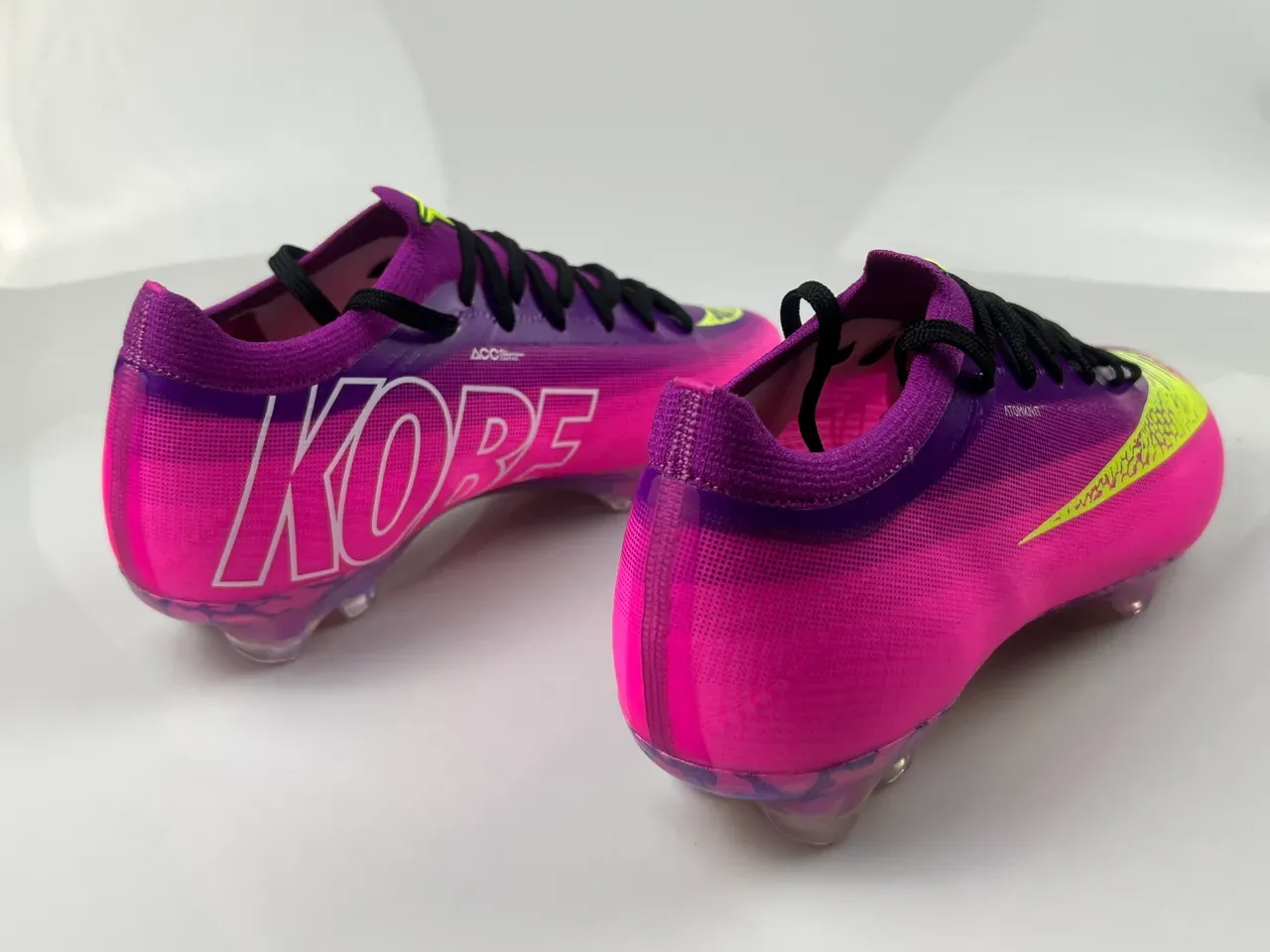 Nike Pink Purple Knit Upper Iridescent Soleplate Firm-Ground Soccer Shoes 2