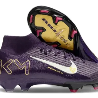 Nike Roxo Dourado Alto Ajuste de meias Parte superior Flyknit Construção Firm-Ground Sapatos de futebol