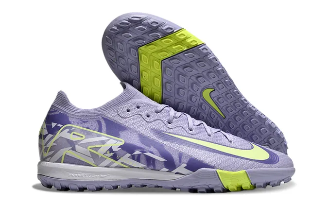 Nike Sapatos de futebol turf com upper de malha roxo e amarelo, gola baixa 4