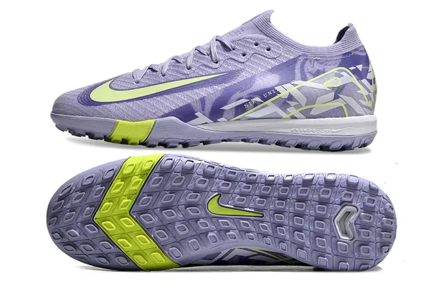 Nike Sapatos de futebol turf com upper de malha roxo e amarelo, gola baixa 5