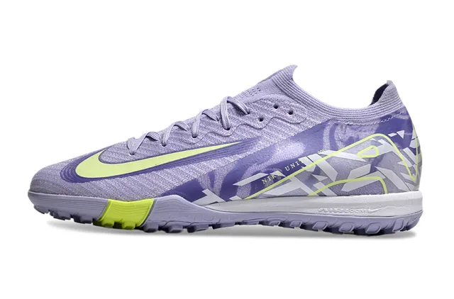 Nike Sapatos de futebol turf com upper de malha roxo e amarelo, gola baixa 8