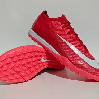 Nike Vermelho Rosa Upper Tricô Colar Baixo Sapatos de Futebol para Turf