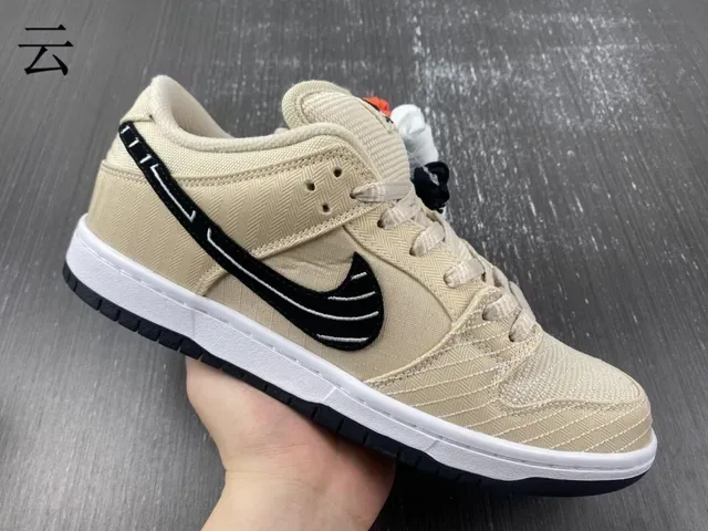 Nike SB Dunk Low Beige Black White Skateboard Shoes 2