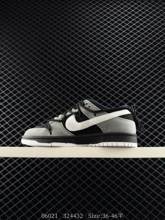 Nike SB Dunk Low Gris Noir Blanc Chaussures de Skateboard 5