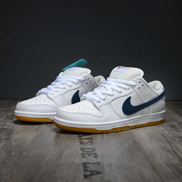 Nike SB Dunk Low White Navy Gum Skateboard Shoes 3