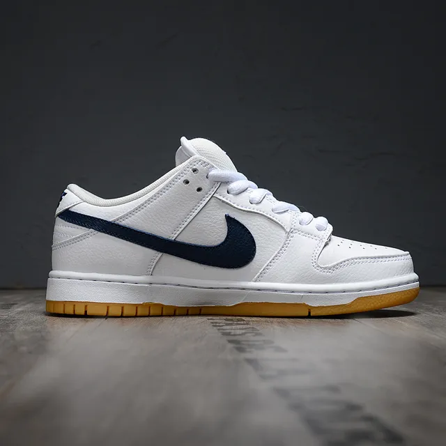 Nike SB Dunk Low White Navy Gum Skateboard Shoes 6