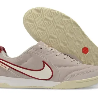 Nike Tiempo Zapatos de fútbol indoor de ante piel beige y rojo, low-top