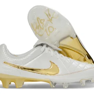 Nike Tiempo Legend Blanc et Or terrain ferme Chaussures de soccer