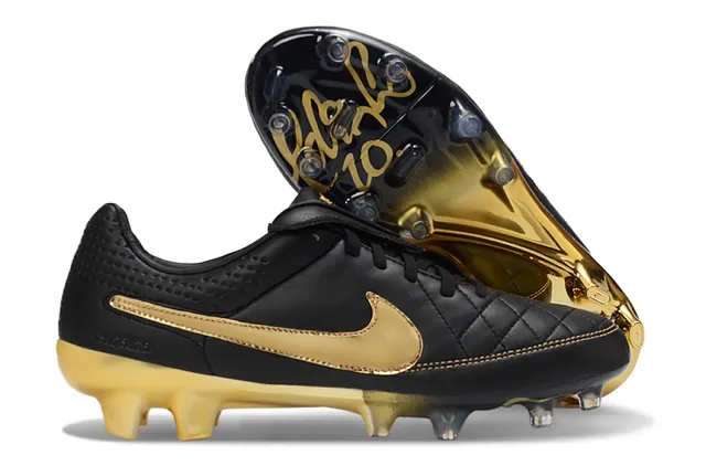Nike Tiempo Legend Branco e Dourado campo firme Sapatos de Futebol 2