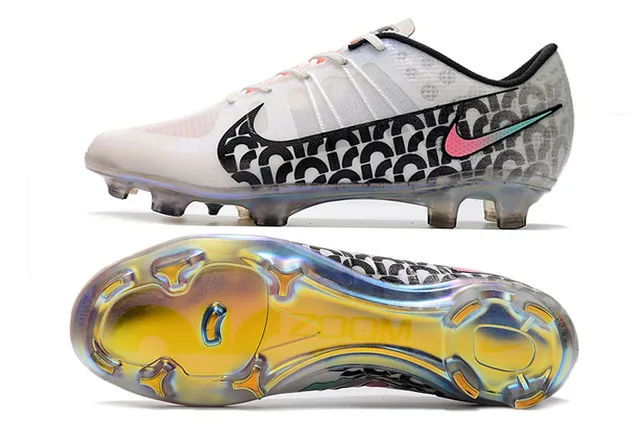 Nike أبيض أسود منخفض القطع مربوط بالأربطة علو شبكي اصطناعي أرض صلبة كرة القدم أحذية 2