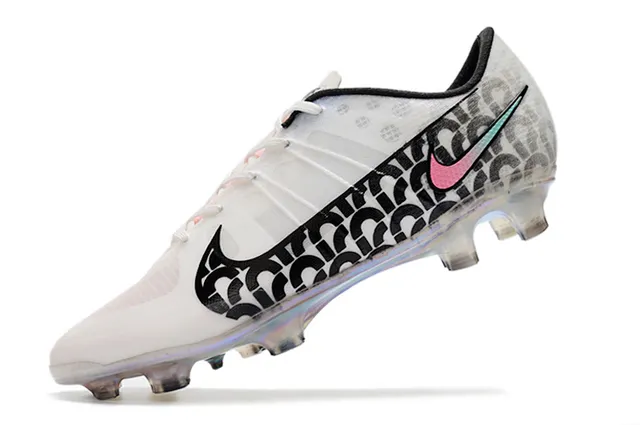 Nike أبيض أسود منخفض القطع مربوط بالأربطة علو شبكي اصطناعي أرض صلبة كرة القدم أحذية 4