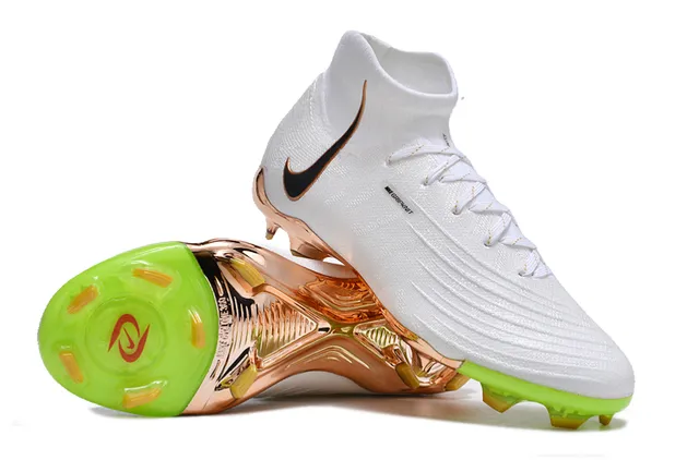 Nike সাদা সোনা হাই-কাট সক-ফিট আপার মেটালিক গোলাপি হিল কেজ ফার্ম-গ্রাউন্ড সকার শুজ 3