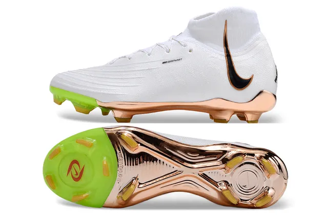 Nike সাদা সোনা হাই-কাট সক-ফিট আপার মেটালিক গোলাপি হিল কেজ ফার্ম-গ্রাউন্ড সকার শুজ 5