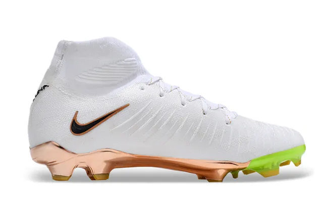 Nike সাদা সোনা হাই-কাট সক-ফিট আপার মেটালিক গোলাপি হিল কেজ ফার্ম-গ্রাউন্ড সকার শুজ 7