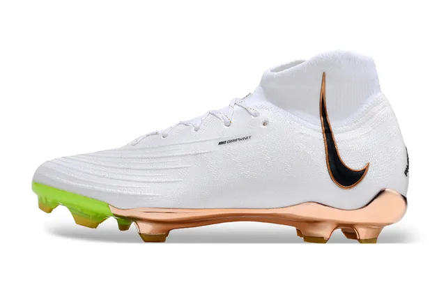 Nike সাদা সোনা হাই-কাট সক-ফিট আপার মেটালিক গোলাপি হিল কেজ ফার্ম-গ্রাউন্ড সকার শুজ 8