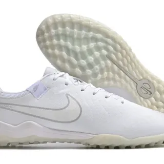 Nike White Gray Low-Cut Synthetic Upper Turf Soccer Shoes