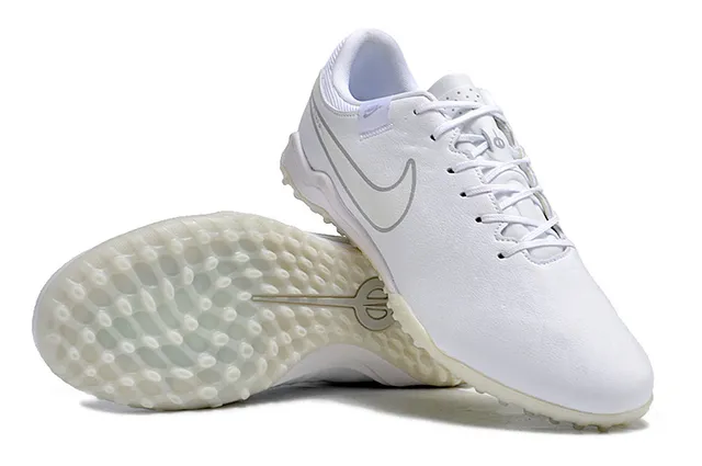 Nike White Gray Low-Cut Synthetic Upper Turf Soccer Shoes 4