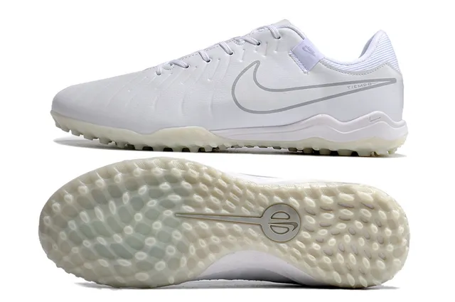 Nike White Gray Low-Cut Synthetic Upper Turf Soccer Shoes 6