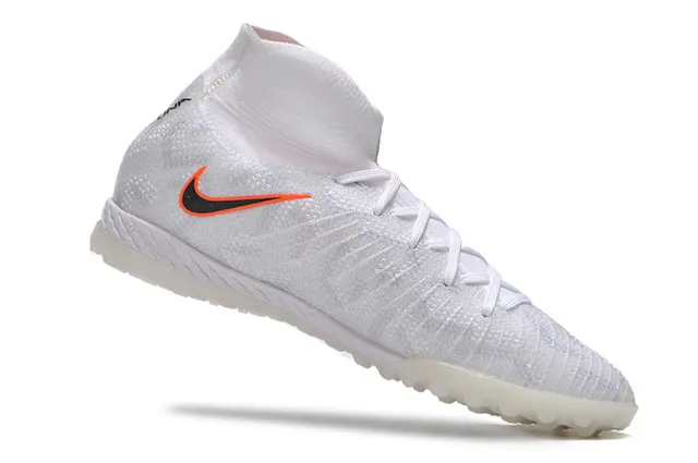 Nike Blanc Orange Tricoté Ajustement Chaussette Haut Col Turf Chaussures de Football 3