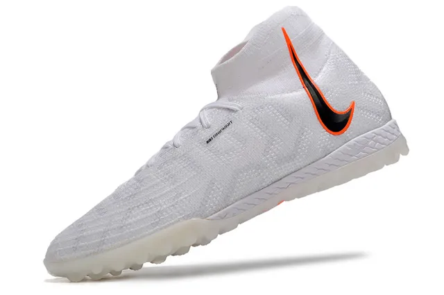 Nike Blanc Orange Tricoté Ajustement Chaussette Haut Col Turf Chaussures de Football 4