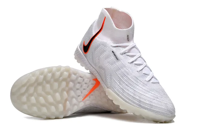 Nike Blanc Orange Tricoté Ajustement Chaussette Haut Col Turf Chaussures de Football 5