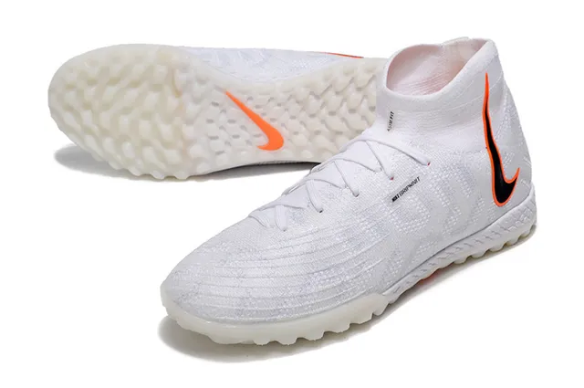 Nike Blanc Orange Tricoté Ajustement Chaussette Haut Col Turf Chaussures de Football 6