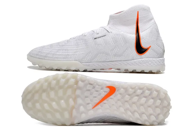 Nike Blanc Orange Tricoté Ajustement Chaussette Haut Col Turf Chaussures de Football 9