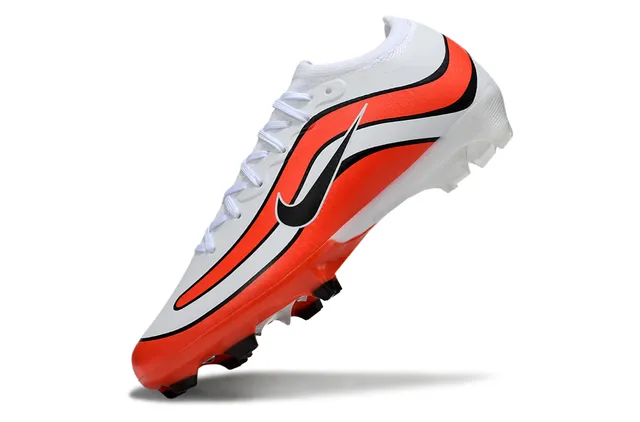Nike White Orange Low-Cut Synthetic Upper Wave-Patterned Overlays Firm-Ground Soccer Shoes 6