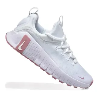 Nike أحذية رياضية أسلوب حياة أبيض وردي أعلى شبكي منحوت مموج وسطية