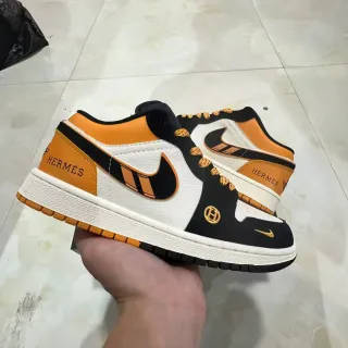 Nike x Hermès Air Jordan 1 Low Tan Black White لايف ستايل سنيكرز