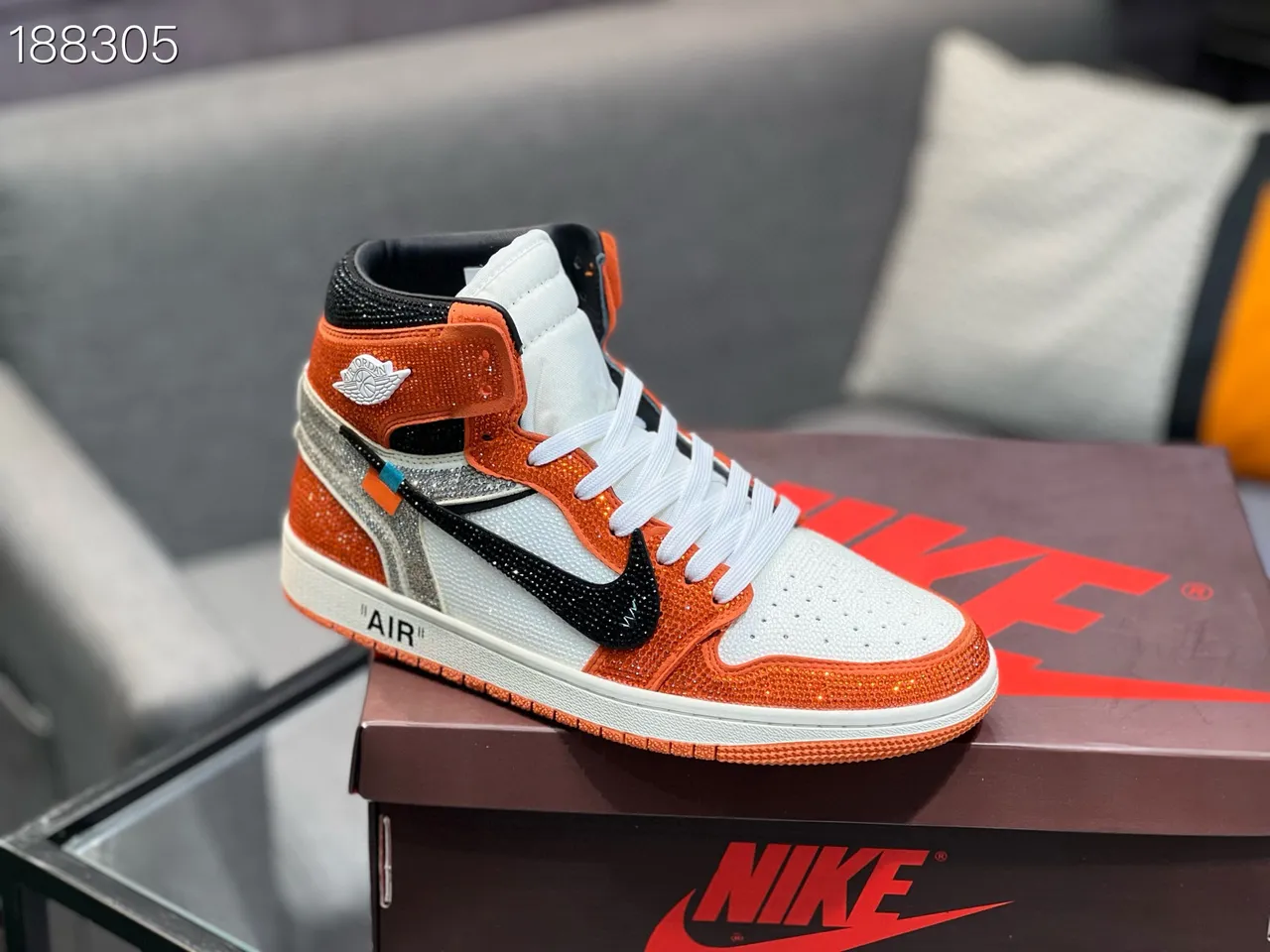Nike x Off-White Air Jordan 1 Crystal Orange Zapatillas de baloncesto 4