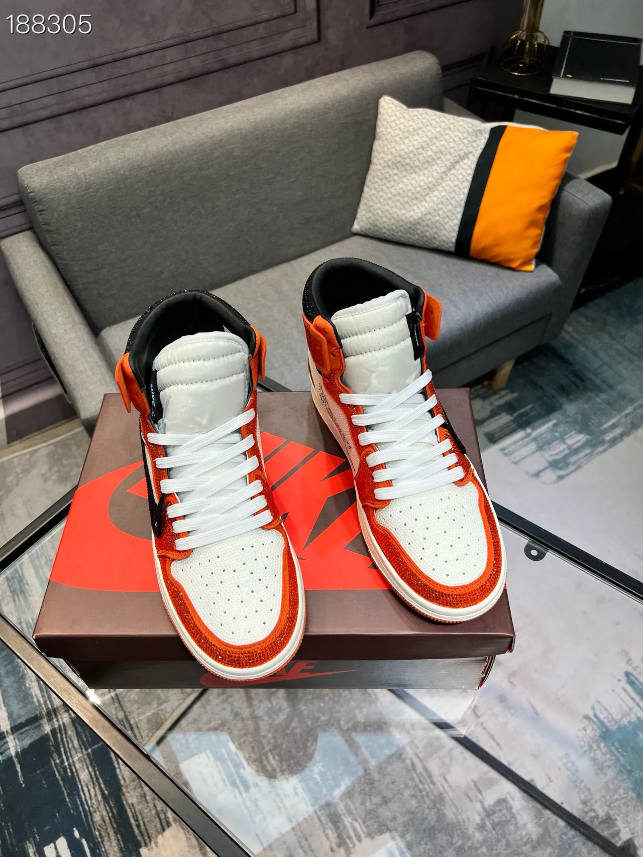 Nike x Off-White Air Jordan 1 Crystal Orange Zapatillas de baloncesto 7