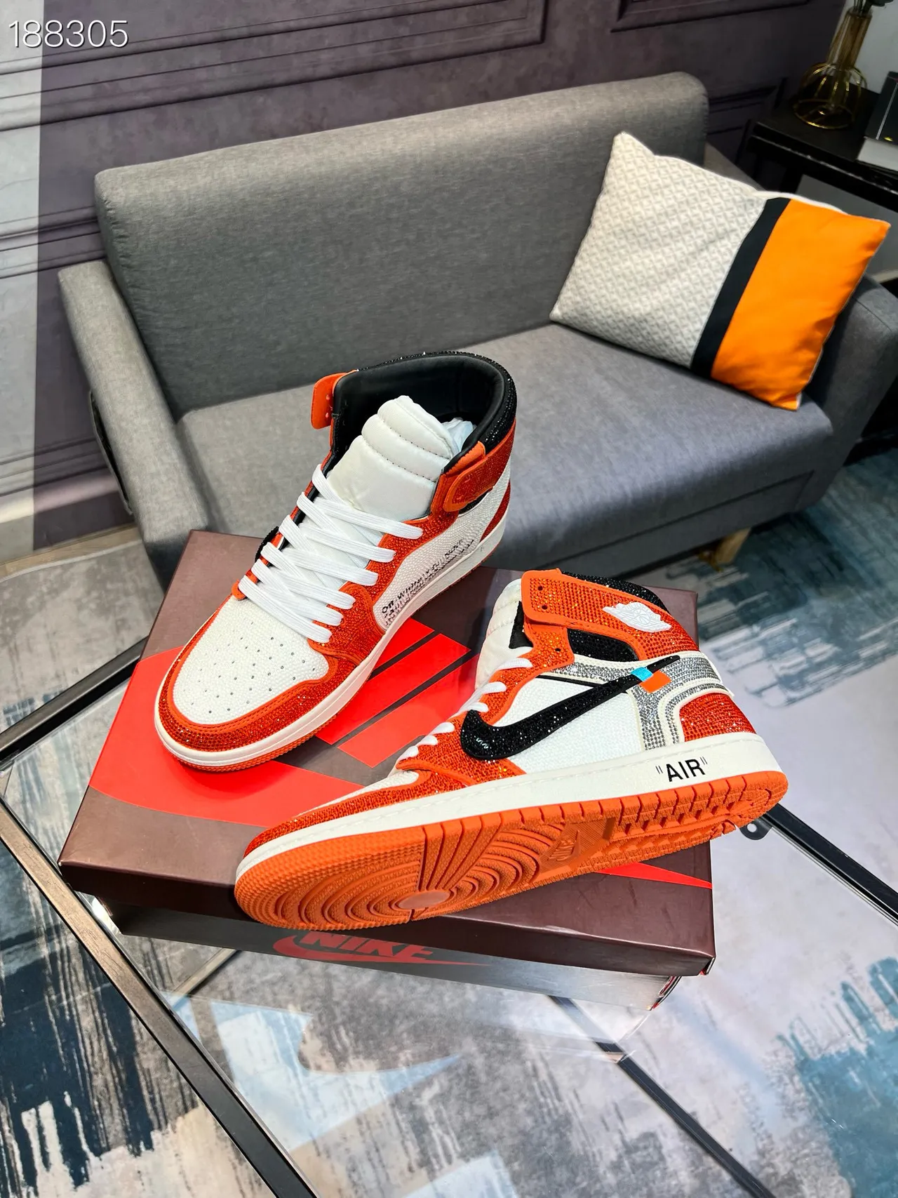 Nike x Off-White Air Jordan 1 Crystal Orange Zapatillas de baloncesto 8