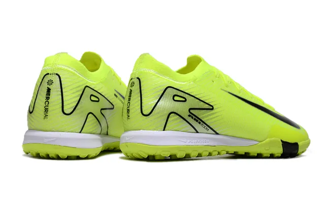 نايك أحذية كرة القدم Turf upper knit نيون أصفر وأسود Swoosh وحماية الكعب 5